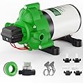 RVGUARD 12V DC Self Priming Water Pump, 3.5 GPM 45 PSI, Green Plastic Diaphragm Pump with Strainer Filter, Adapters, for RV, Yacht, Garden, Camper