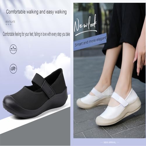 Women's Stylish and Comfortable Mary Jane Flats Lightweight and Breathable Soft Sole Closed Toe Nurse Shoes with Arch Supports4