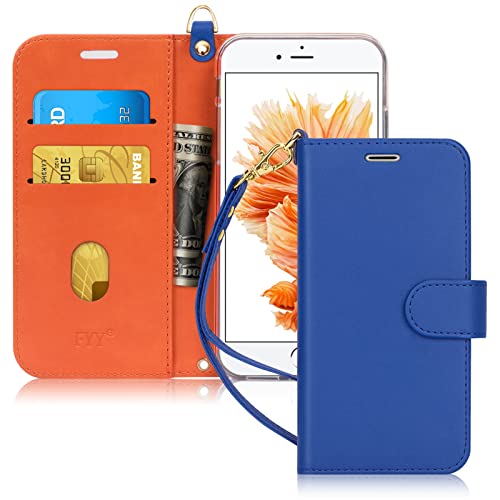 FYY Case for iPhone 6/6s, PU Leather Wallet Phone Case with Card Holder Flip Protective Cover [Kickstand Feature] [Wrist Strap] for Apple iPhone 6/6s 4.7