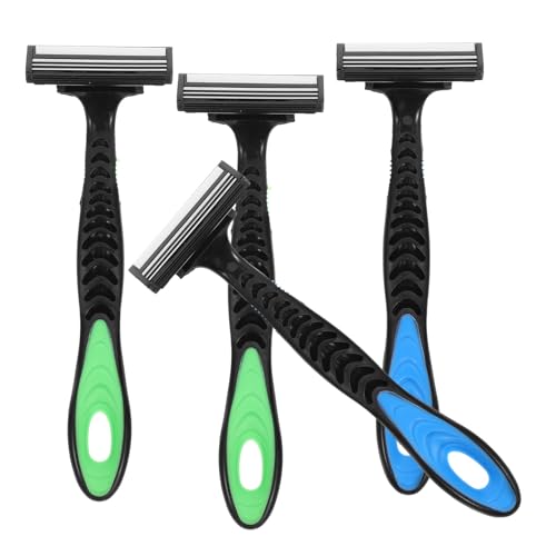 VALICLUD Maquinilla de Afeitar Portátil para Hombre 3 Capas, 4 Unidades, Cuchillas de Afeitar para Cuerpo, Cara y Piel Sensible, Uso Versátil para Depilación Corporal y Afeitado Personal