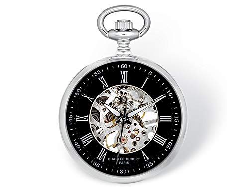 Gem And Harmony Charles Hubert Chrome Finish Open Face Black Pocket Watch (42mm)
