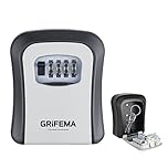 GRIFEMA Key Safe Wall Mounted Police Approved, Lock Box Outdoor 4 Digit Combination, Heavy Duty Waterproof Key Cabinet for Home Garage School Airbnb GA1003-1, Gray, External dimensions: 115x95x40mm