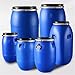 Food Grade Blue Plastic Water Tank Barrel - Open Top Storage Drum with Lid & Latch Ring - Airtight Industrial Keg for Liquids & Supplies