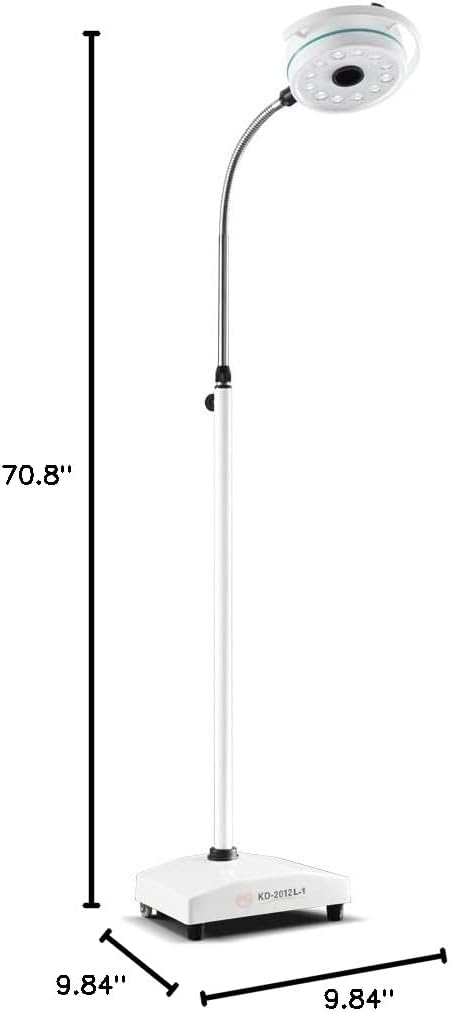 EustomA Floor Portable Mobile LED Exam Light Shadowless Lamp 12 LED Bulbs KD-2012L-3