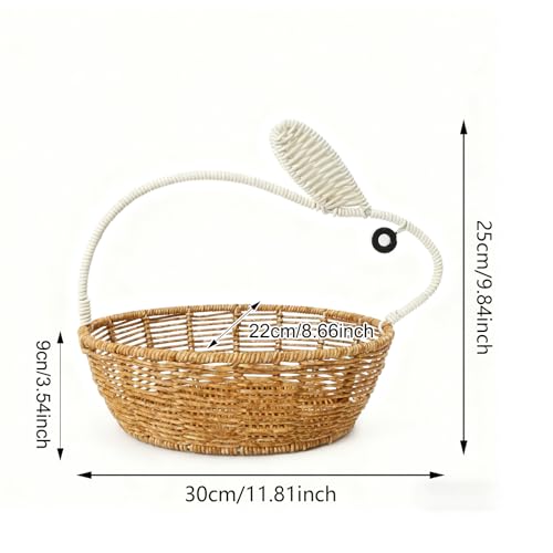 Cestas de rattan para organizacion del hogar con asas de conejo rustic 6