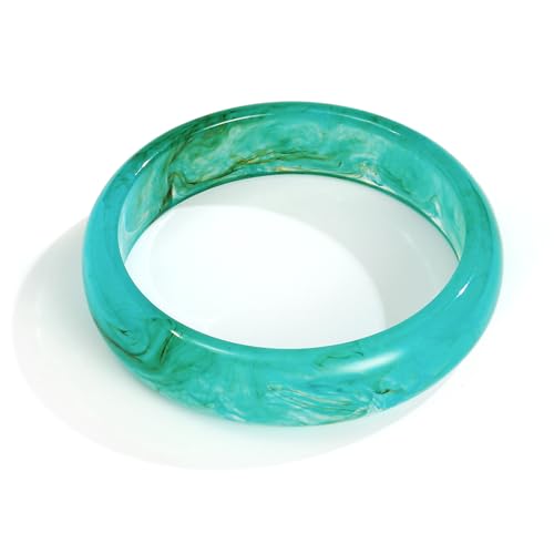 WOWORAMA Colorful Resin Acrylic Bangle Bracelets for Women Geometric Chunky Mottled Acetate Resin Bangles Wide Acrylic Plastic Bracelets Statement Jewelry