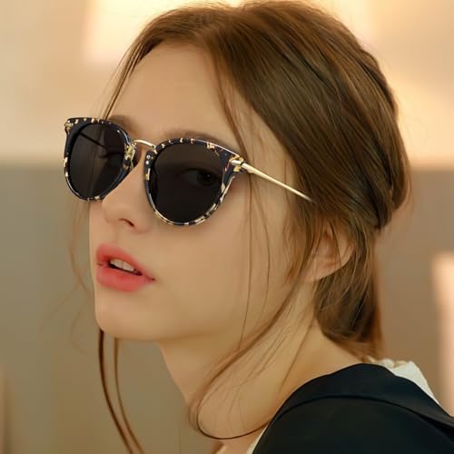 CARFIA Retro Acetate Cat Eye Sunglasses for Women Polarized UV Protection, Cateye Ladies Sunnies Metal Bridge Brow Eyewears3