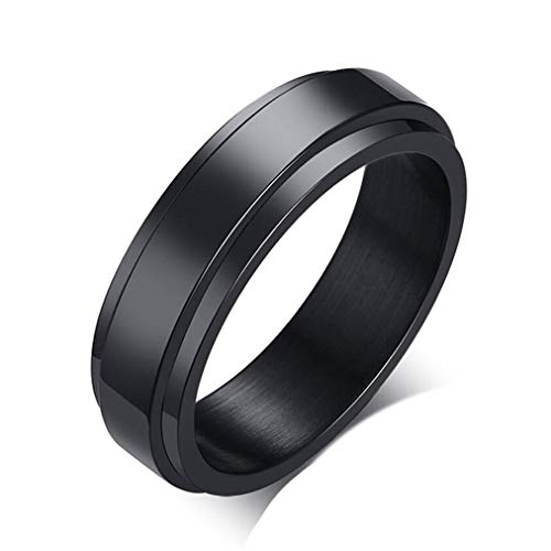 Hijones Boys Women's Stainless Steel Black Spinner Ring Band 6Mm For Men Girls Size 9 #TOP3