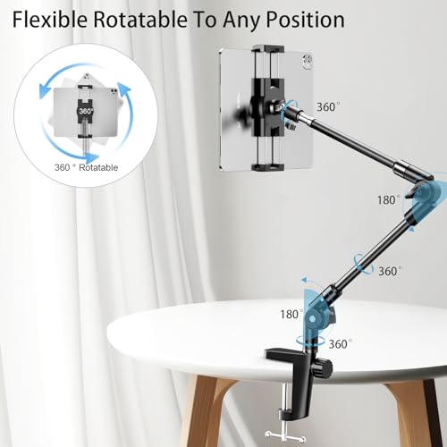 image for KDD Tablet Stand Holder with 360° Phone iPad Tripod Mount, 27in Long 