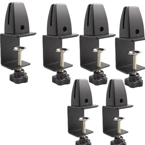 TOOSOAR 6 pièces Support Pince Plexiglas Bureau,Pinces de Séparation de Bureau Réglables en Aluminium pour la Sécurité et la Protection des Données(Noir)