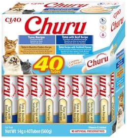 INABA Churu Snack per Gatti Cremoso in 4 Varietà al Tonno - 40 St...