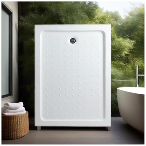 Bandeja rectangular de base de ducha, bandeja de ducha acrílica antideslizante con drenaje, receptor de ducha a prueba de fugas para instalación de baño