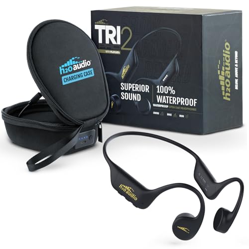 Image of H2O Audio TRI 2 PRO Multi-Sport Waterproof Headphones with Charging Case - Bone Conduction Open Ear Underwater Headphones for Running, Cycling, and Swimming - Playlist+ to Record Streamed Music to MP3
