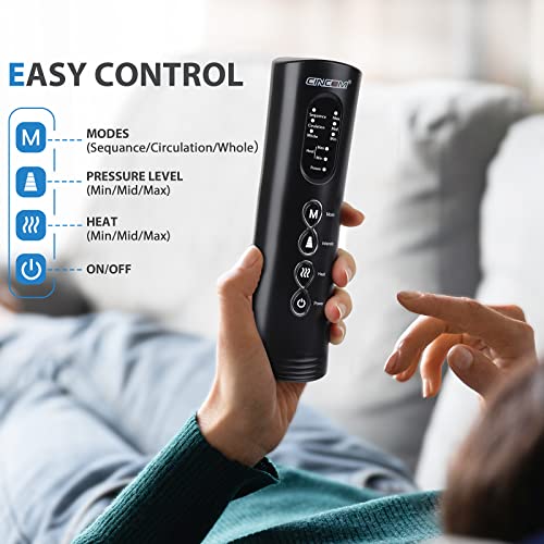 Cincom Leg Massager For Circulation With Heat, Foot Calf And Thigh Air Compression Leg Compression Massager With 3 Modes 3 Intensities And 2 Heating Levels, For Pain Relief, Edema, Rls, Gift Choice #TOP4
