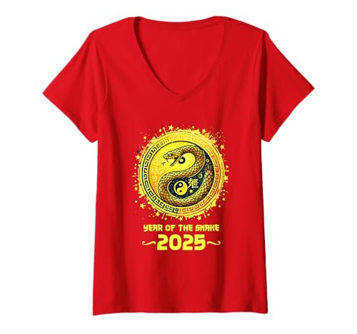 Mujer Year of Snake 2025 Chinese Zodiac Lunar New Year Sudadera con capucha y cremallera Camiseta Cuello V