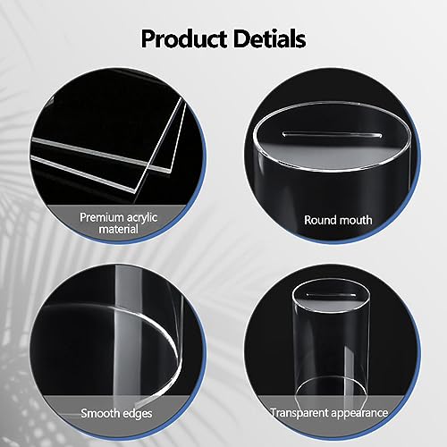 dinheiro acrílico - Caixa dinheiro transparente - Caixa poupança transparente, frasco moedas reutili