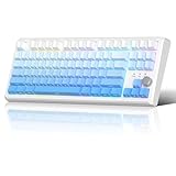MageGee 75% Wireless Creamy Blue Mechanical Keyboard,Gasket RGB Backlit Gaming Keyboards,2.4G/BT5.0/USB-C Hot Swappable Custom Keyboard with Side Engraving for PC MAC Xbox(Gradient White Blue)