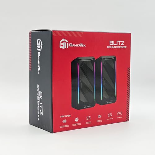 GamerTek Blitz Gaming Speaker – Dual 2.5" Drivers, Bluetooth 5.3 & AUX, 10W RMS – Black