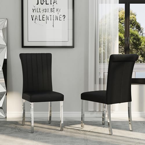 Asday Black And Silver Dining Chairs