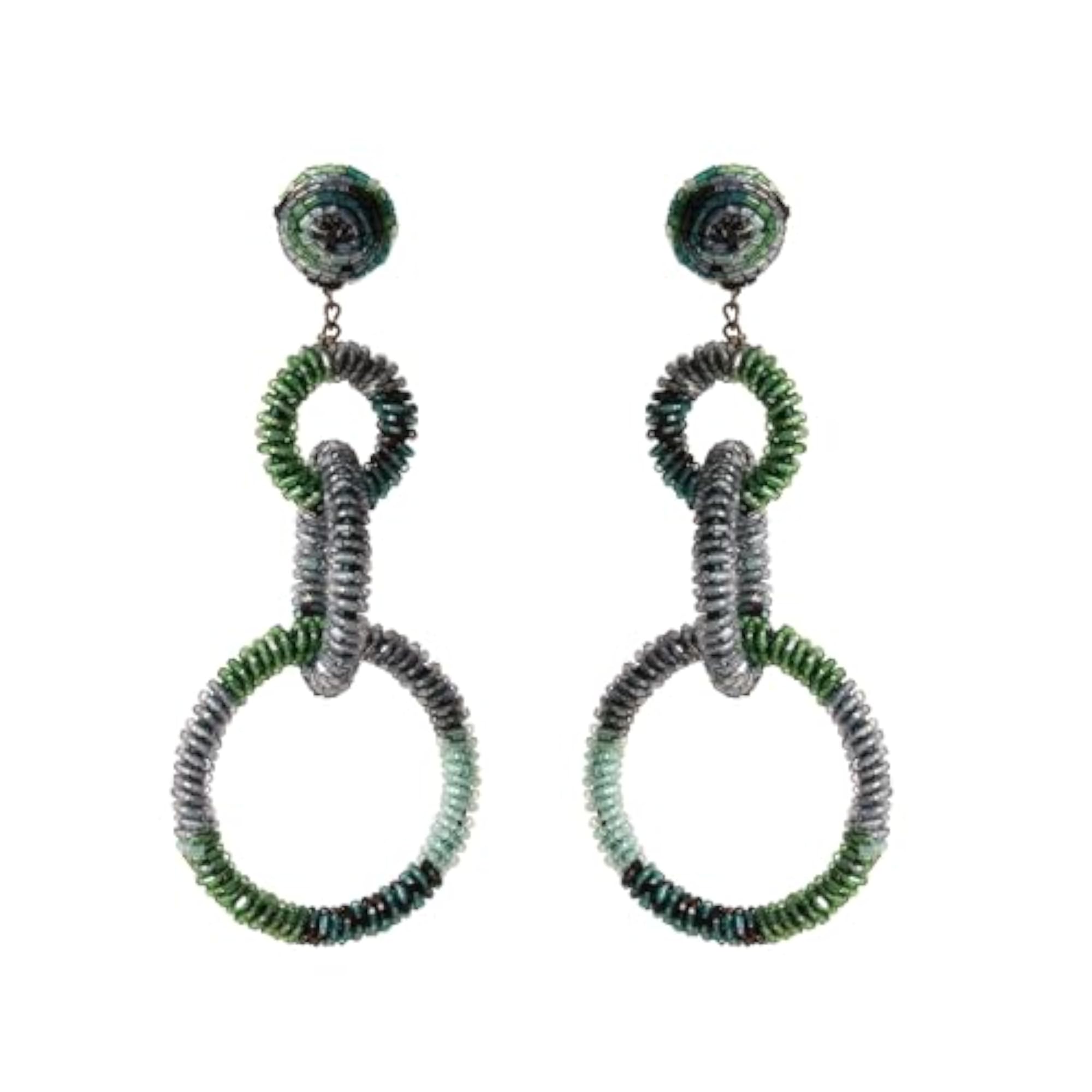 Luxury Spiral Green Drop Earrings, Diwali Special Gift Set