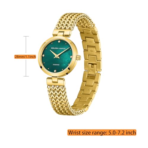 GOLDEN MAPLE Dainty Gold Watch for Women: Mother of Pearl Dial with Diamond Time Markers, Adjustable Bracelet and Stylish Watch Box4