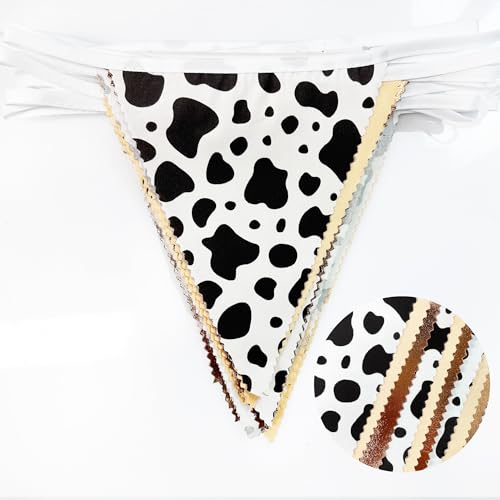 Image of 32Ft Western Party Decorations Western Cowboy Triangle Banner Flag Fabric Pennant Garland Streamer for Cowboys Redeo Birthday Wild West Baby Shower Cowgirls Bachelorette Farm Cow Wild Party Decor