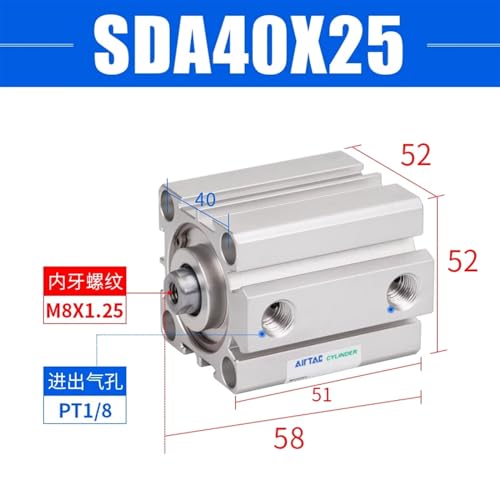 Cylindre compact pneumatique sans aimant avec alésage de 40mm modèle SDA