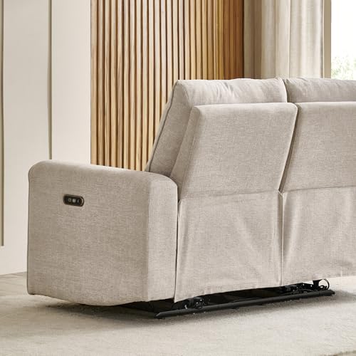 Image of Home Centre | Malinda Fabric 2 Seater Electric Recliners | Recliner Sofa for Living Room | Pine Wood | Beige | 1 Year Warranty