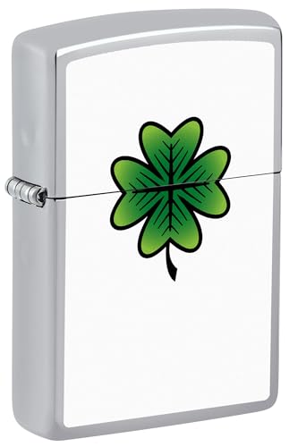 Encendedor Zippo Trébol de Cuatro Hojas Cromo Brillante miniatura 1