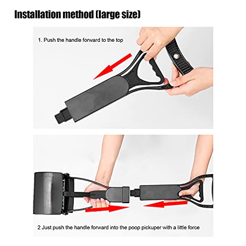 Image of Cocoarm Pooper Scooper Long Handle Jaw Poop Scoop Handle Portable Pet Pooper Scooper for Large Dogs Cats Waste Picker Cleaning Tool with Extended Handle and Easy to Pull Spring (All Black)