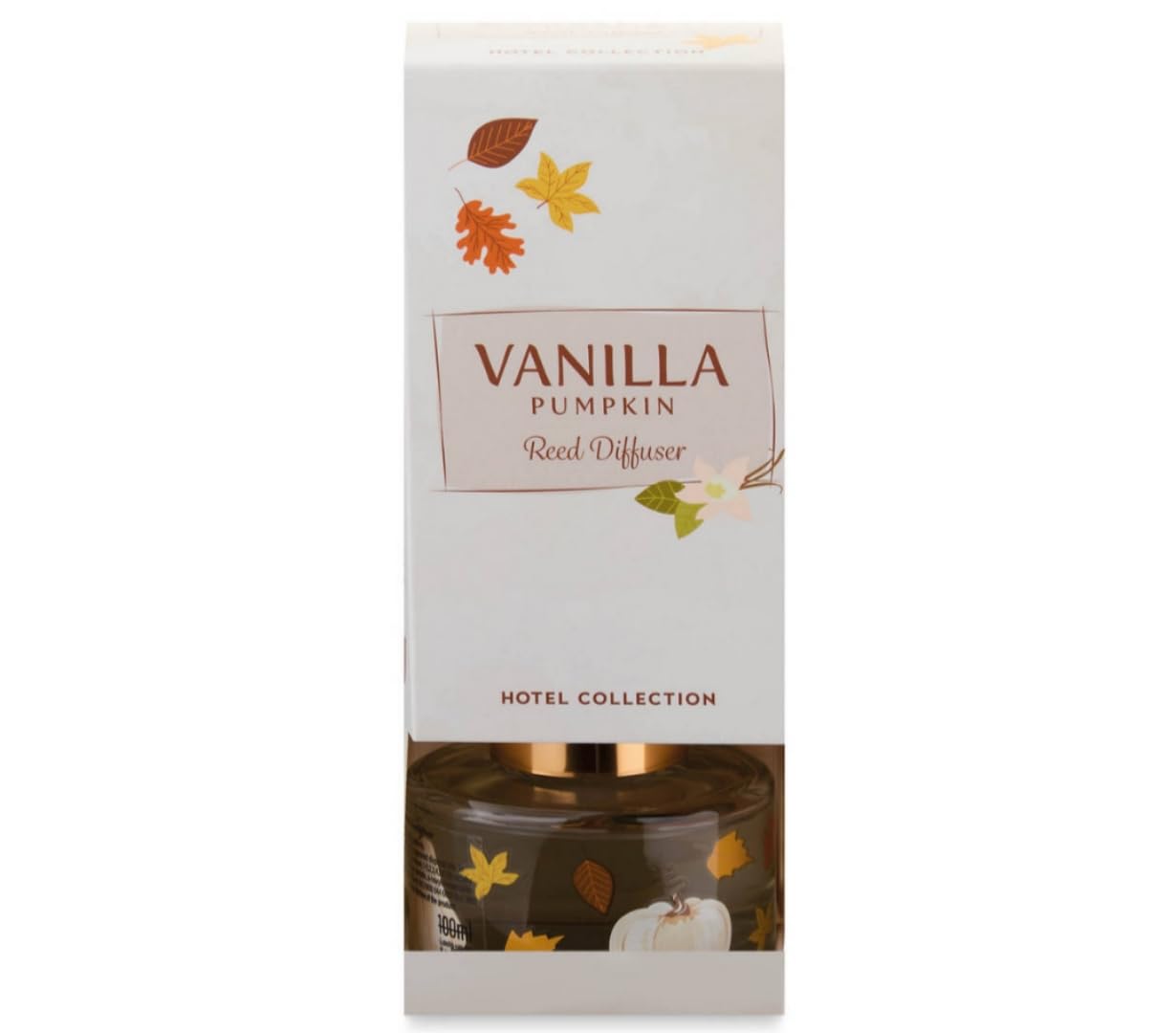 Aldi Hotel Collection Vanilla Pumpkin Reed Diffuser, Glass Bottle with Gold  Cap, Fall Leaves Design, Home Fragrance : Amazon.co.uk: Health & Personal  Care