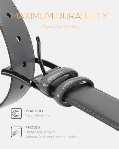 Image of Chaoren Leather Ratchet Belt 2 Pack Dress with Click Sliding Buckle 1 3 /8 inch in Gift Set Box - Adjustable Trim to Fit