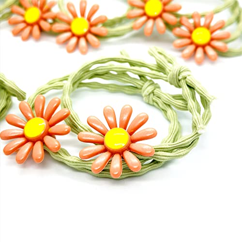 5pairs/Lot Sweet Hair Band Girl Hair Ties Hair Accessoires Small Sun Flower Design Rubber Band Perfect for Hair Style (Green Tie)