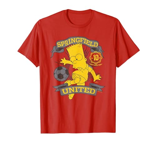 The Simpsons Soccer Bart Simpson Springfield United T-Shirt, Men, Red, Small