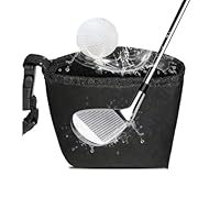 JWRHUH Golfball Reinigungstasche & Golfschläger Reiniger Tasche – Wasserdichtes Golf Reinigungsbeutel mit Abnehmbarem Clip, Tragbare Mikrofaser Waschtasche für Golfbälle und Schläger – Schwarz