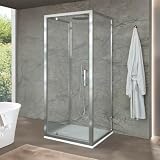 Box Doccia 80x90x80 Cm Salvaspazio Con Porta A Battente Vetro Trasparente, Altezza 200 Cm Modello Ted
