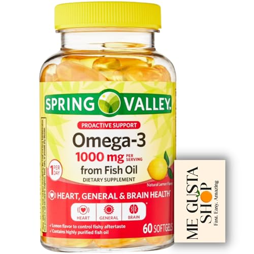 Omega-3 from Fish Oil Softgels Spring Valley 1000 mg 60 Count + me Gusta Sticker