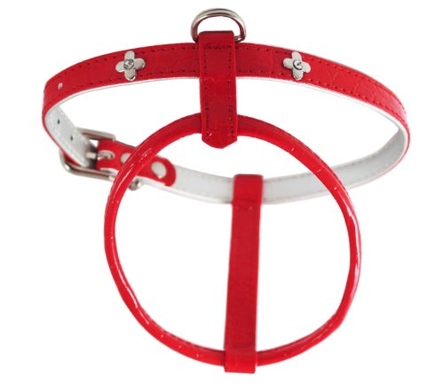 Red Faux Leather Studded Dog Harness Small For 12.5"-15.5" Chest #TOP3