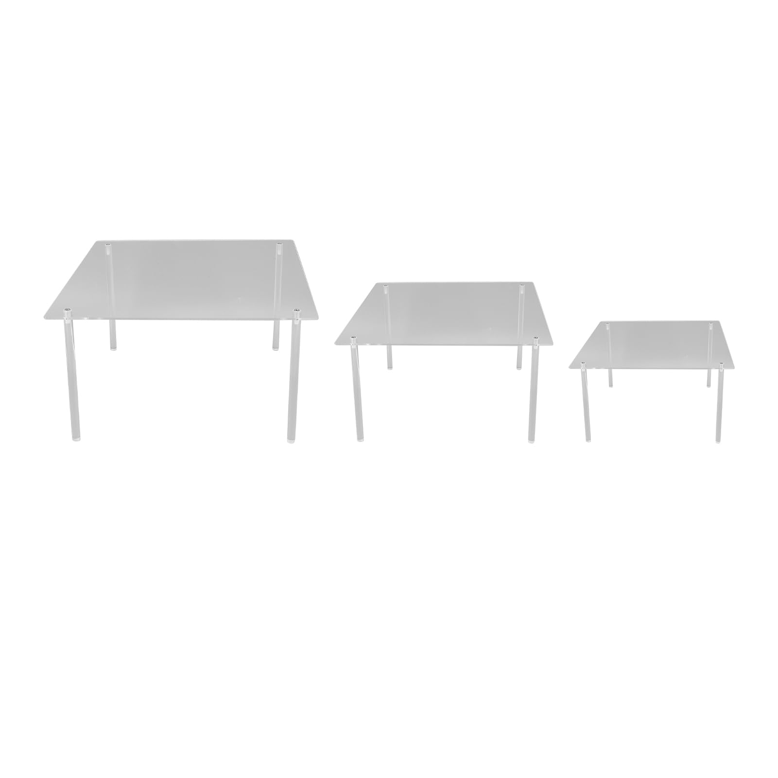 Tyenaza 3 Pezzi Espositore Acrilico Trasparente per Display,Alzate di Display Acrilico 3 Gradini per Catering e Buffet e Negozi, Alzata per Torta Quadrata in Acrilico Alzata per Cupcake