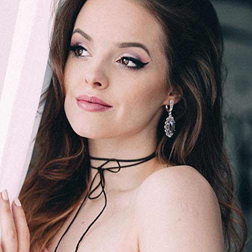 Dangle Earrings for Women, Black CZ Stone Statement Drop Earrings Hypoallergenic Earrings Costume Jewelry for Her4