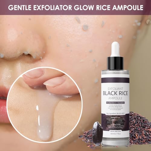 Image of Peel Shot Glow Black Rice Exfoliant Peeling Ampoule, Soft Exfoliating Brightening Serum, Face and Body Scrub, Facial Exfoliator, Deep Hydration, 80ml