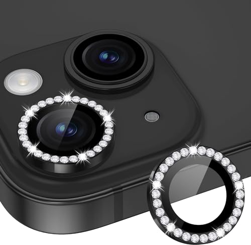 Image of Camera Lens Protector for iPhone 15 / iPhone 15 Plus - Alloy Metal Diamod Ring with Tempered Glass Protector - Case Friendly, Scratch Resistant, Easy Installation