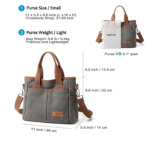 Image of Crossbody Bags for Women Trendy Small Canvas Hobo Tote Top-handle Handbag Multi-pocket Casual Going Out Purse Satchel
