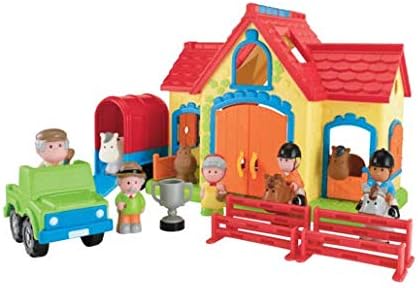 HappyLand Early Learning Centre Stables Playset – Imagination Playset with Building, Human and Horses Figures and Truck for Toddlers Ages 2 to 5 years