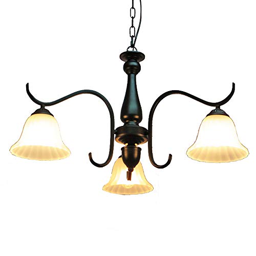 Lustre noir 3 têtes style européen pour salon et salle à manger