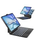 Inateck NeoMagic Magnetische Tastatur Hülle für iPad Air 13 Zoll M4/M3/M2(2026/2025/2024),iPad Pro 12.9 Zoll,Großes Trackpad,LED-Anzeige,7 Farben Hinterleuchtet,QWERTZ,mit Stifthalter,KB903