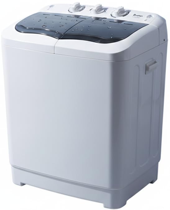 Portable Twin Tub Washing Machine, 14.3lbs Capacity Semi-Automatic Washer & Spinner Combo with Gravity Drain, Compact Laundry Machine for Apartments, RVs, and Dorms, Gray