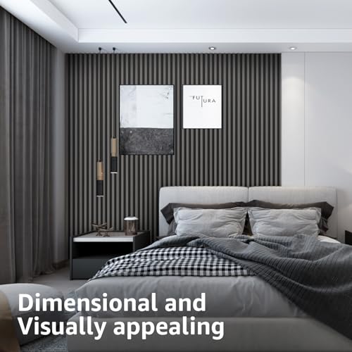 Image of Art3d 96 x 6 Inch 3D Fluted Wood Textured Slat Wall Panels, 8-Pack, Grey