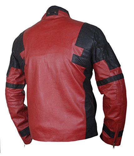 Flesh & Hide F&H Men's Superhero Ryan Reynolds Genuine Leather Jacket L Black #TOP5