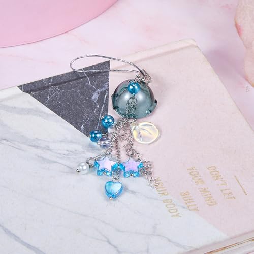 BEEFLYING Quallen-Handyanhänger Ästhetische Y2K Niedliche Anhängerriemen Handy-Anhängerzubehör mit Sternherz für Tasche Schlüsselanhänger Kamera Geldbörse Dekor,Blau